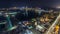 Aerial view of Palm Jumeirah Island night timelapse.