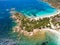 Aerial view of Palombaggia beach in Corsica Island in France