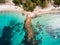 Aerial view of Palombaggia beach in Corsica Island in France