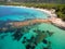 Aerial view of Palombaggia beach in Corsica Island in France