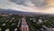 Aerial view panorama city and mountains in Almaty