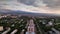 Aerial view panorama city and mountains in Almaty