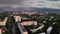 Aerial view panorama city and mountains in Almaty