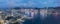 Aerial view of panorama of Hong Kong city at dusk