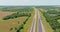 Aerial view panorama of original the historic Route 66 roadbed near Clinton Oklahoma