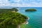 Aerial view panorama Phromthep cape and wind tubine viewpoint.