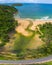 Aerial view panorama Phromthep cape and wind tubine viewpoint.