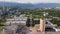 Aerial view panorama of river and cityscape in Almaty