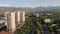 Aerial view panorama of river and mountains in Almaty