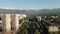 Aerial view panorama of river and mountains in Almaty