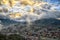 Aerial view panorama Sapa City; Beautiful water reflection in a