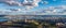 Aerial view panorama of Voronezh city, Russia from above at sunset