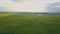 Aerial view panoramic beautiful green rice fields