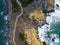 Aerial view of the panoramic path that leads to the bloody islands. Corsica, France