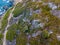 Aerial view of the panoramic path that leads to the bloody islands. Corsica, France