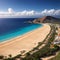 Aerial view of Papagayo beaches in Costa Blanca, Yaiza, Lanzarote, Canary Islands, Spain made with