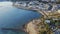 Aerial view of Paphos town in Cyprus. Paphos embankment or coastline with sea and hotels on seaside. Mediterranean