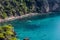 Aerial view of the paraglider over the coast line