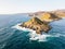 Aerial view of the Parata Tower from the sea, Corsica. France.