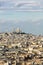 Aerial view of Paris cityscape with Basilique du Sacre Coeur on