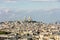 Aerial view of Paris cityscape with Basilique du Sacre Coeur on