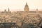 Aerial view of Paris with the imposing cupola of the Pantheon