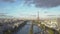 Aerial view of Paris. Statue of Liberty and Eiffel Tower. Drone shots