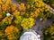 Aerial view of park under Petrin Tower in Prague