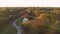 Aerial view of a park with walking trails.