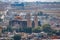 Aerial view of Parroquia de San Andres Apostol Saint Andrew the Apostle Church - Cholula, Puebla, Mexico