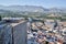 Aerial view of part of the castle of SalobreÃ±a with a landscape in the background formed by houses and mountains