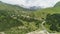 Aerial view of pass Lukmanier in the Swiss Alps