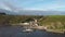 Aerial view of The Passage East Ferry linking the villages of Passage East in Co. Waterford and Ballyhack in Co. Wexford.