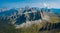 Aerial view from Passo di Giau - Europe, Italy, Alps, Dolomites, Mountains, Croda da Lago, Formin