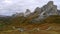 Aerial view of Passo Giau In Autumn, Dolomites, Italy