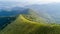 Aerial view of a path leading to Monte Boletto, Alps, near Lake Como. Como, Brunate, Lombardy, Italy