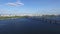 Aerial view on Paton bridge and Dnepr river in Kiev, Ukraine