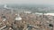 Aerial view of Pavia cityscape involving Cathedral and Ponte Coperto or Coperto Bridge across Ticino River. Lombardy