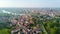 Aerial view of Pavia and the Ticino River, Lombardia, Italy