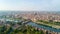 Aerial view of Pavia and the Ticino River, Lombardia, Italy