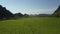 Aerial view peanut fields in pictorial valley under blue sky