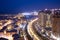 Aerial view of the Pearl-Qatar island in Doha, night time