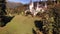 Aerial view of Peles Castle in Sinaia