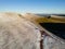 Aerial view of Pen-y-Fan in the Brecon Beacons with a light dusting of snow