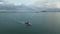 Aerial view of the Penang ferry gliding across the azure waters