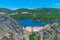 Aerial view of Penha Garcia water reservoir in Portugal