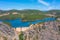 Aerial view of Penha Garcia water reservoir in Portugal