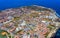 Aerial view of Peniche with the fortress, Peniche peninsula, Portugal. Peniche city buildings at Atlantic ocean coast, Portugal