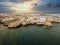 Aerial view of Peniche with the fortress, Portugal