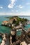 Aerial View of peninsula with Sirmione town from the Scaliger Castle